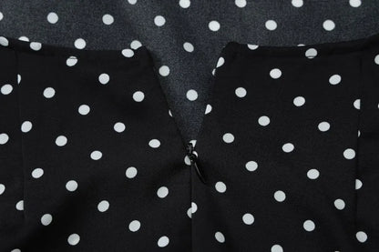 Black Polka Dot V-Neck Backless Maxi Dress