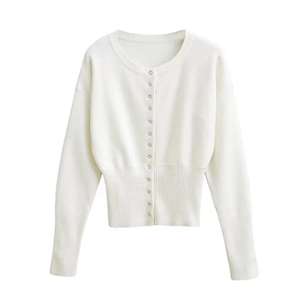 Slim Fit Knit Cardigan Top with Ribbed Patchwork