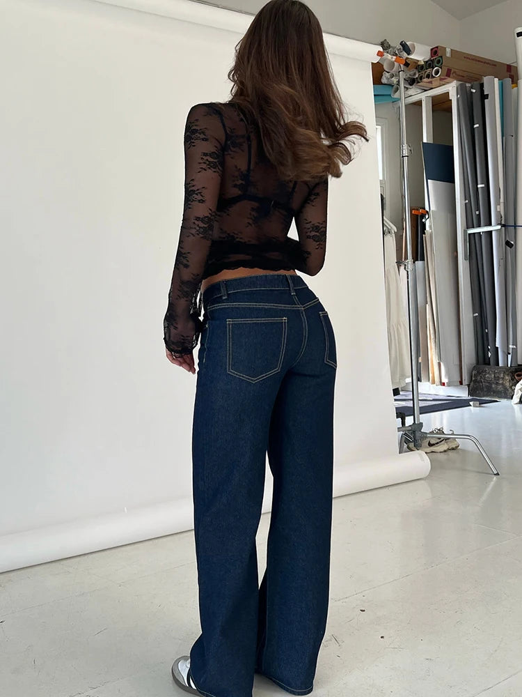 See Through Lace Floral Top