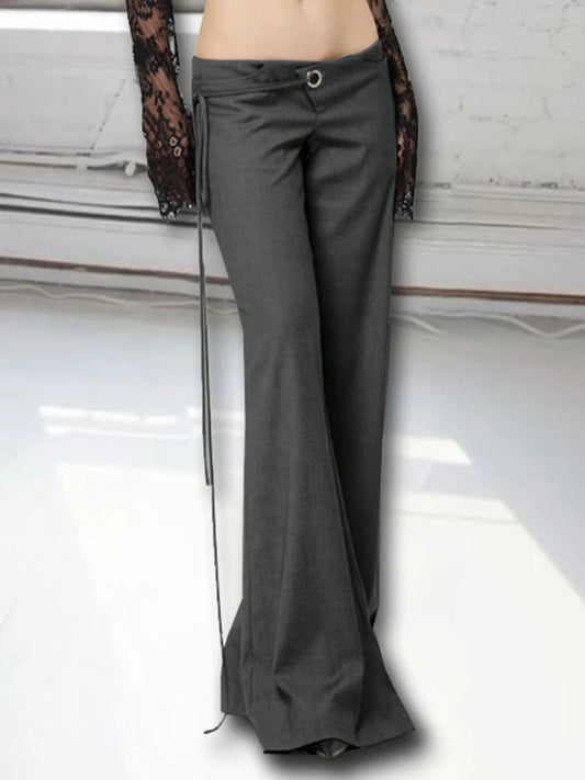 Lace Up Loose England Trousers Low Waisted Pants Leisure Bottoms