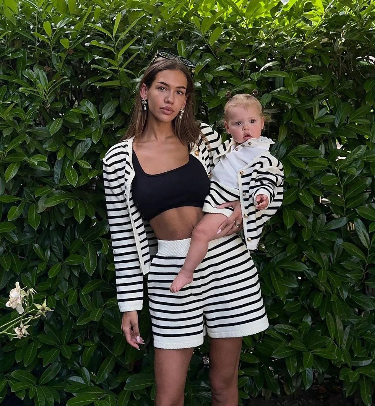 Striped Knit 2 Piece-Set Shorts Zebra ed Cardigan And High Waist Patchwork Shorts Sets Knit