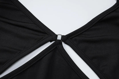 V Neck Hollow Out Backless Bodycon Maxi Dress