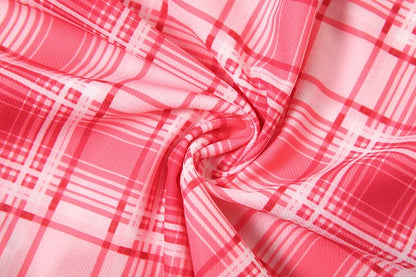 Red Plaid Halter Bandage Backless Top