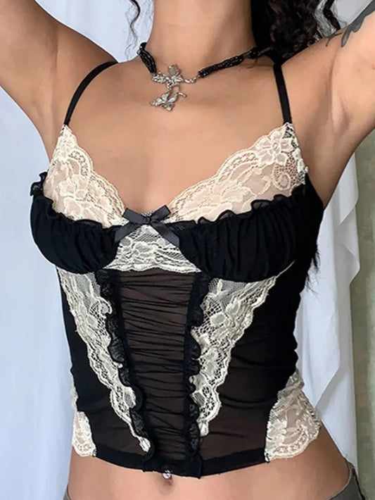 Lace Corset Mesh Top
