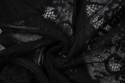 Black See Through Lace Bodysuit