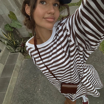 Overiz Striped Crewneck Long Sleeve Top
