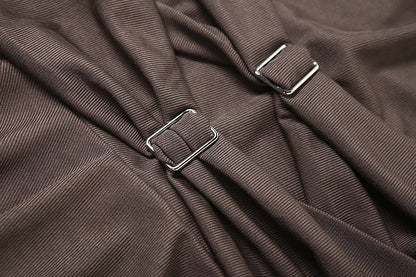 Brown Asymmetrical Sleeveless Mini Dress