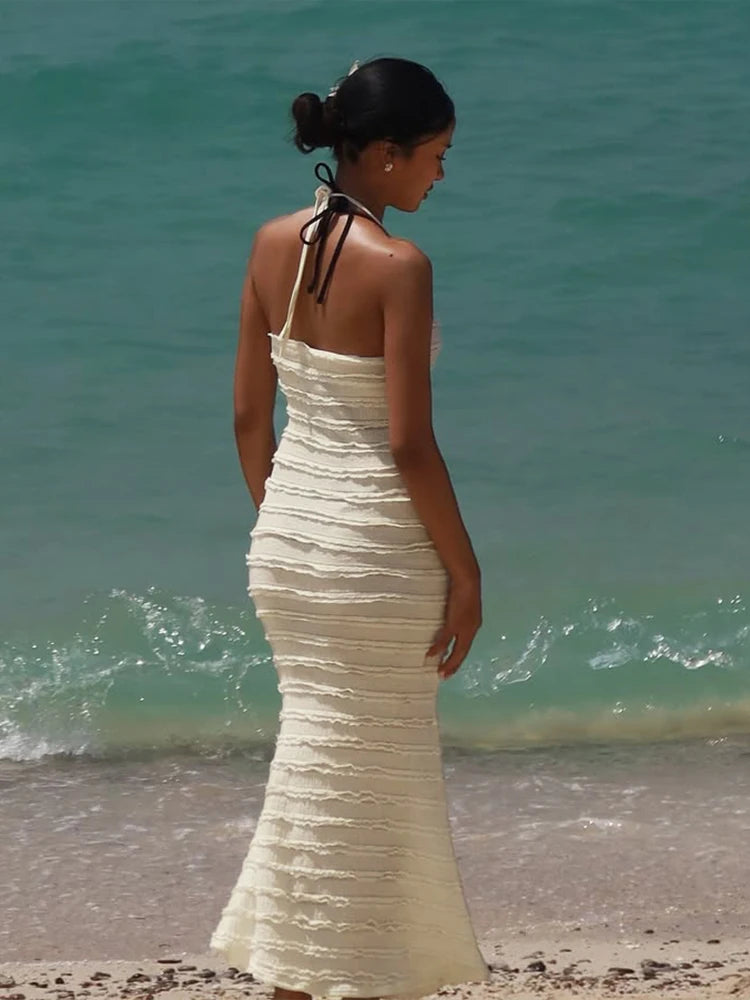 Multi-Layered Wavy Maxi Dress for Women