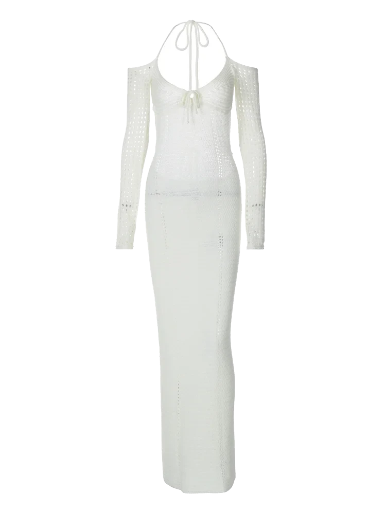 Knitted Backless Bodycon Maxi Dress