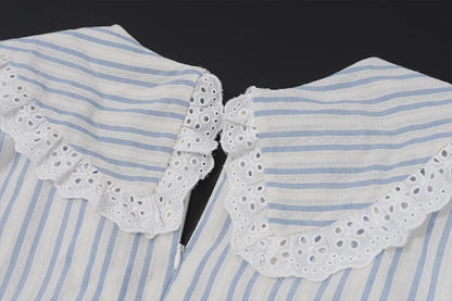 Striped Puff Sleeve A-Line Mini Dress