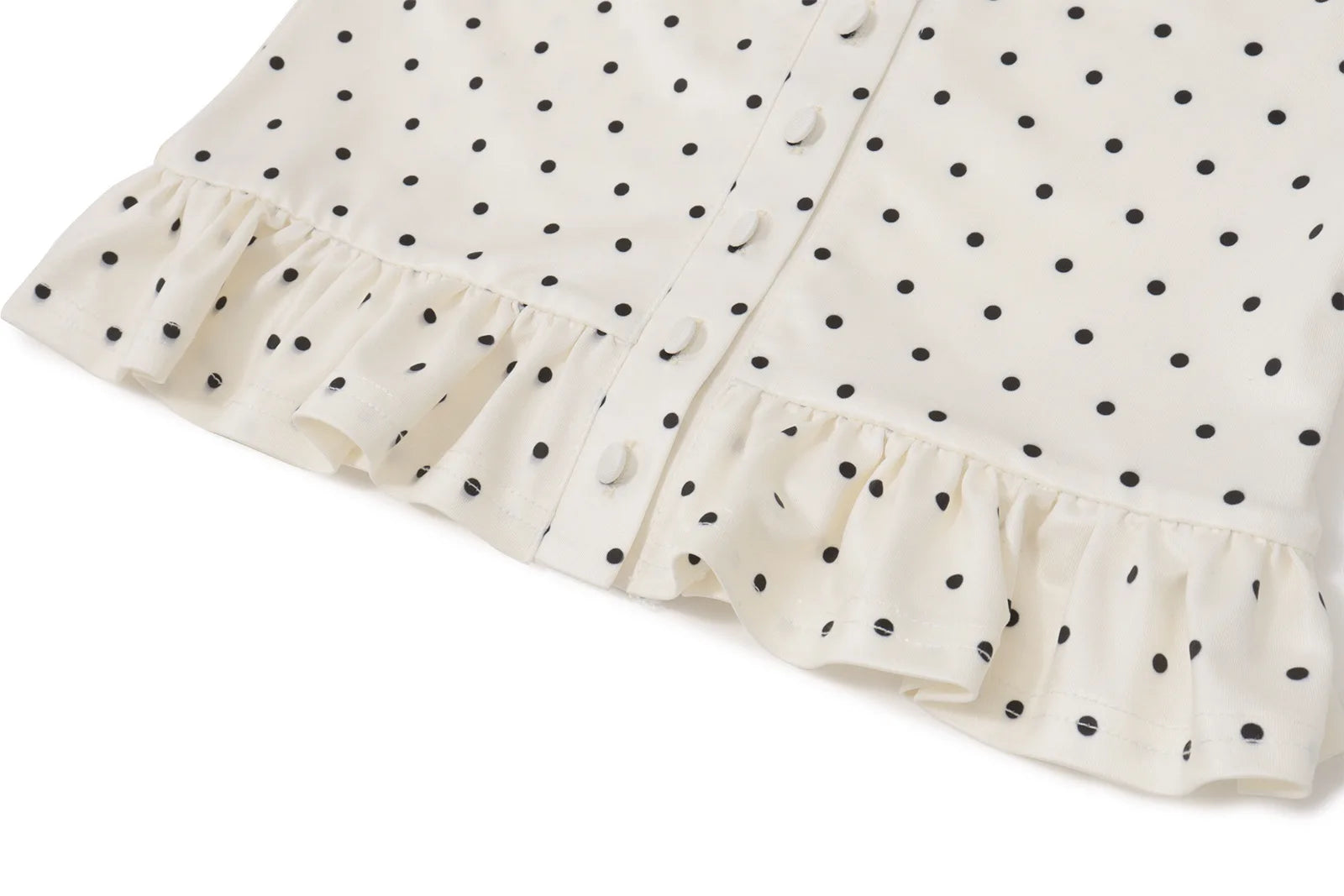 White Polka Dot Off Shoulder Long Sleeve Top