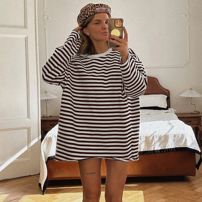 Overiz Striped Crewneck Long Sleeve Top