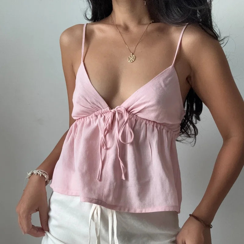 Off Shoulder V-Neck Backless Top