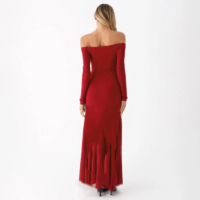 Square Collar Long Sleeve Dress High Waist Abstract Stripe Body Dress Wrap Mermaid Dres