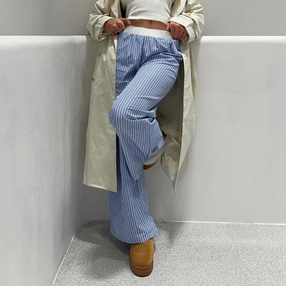 Patchwork Striped Loose Trousers