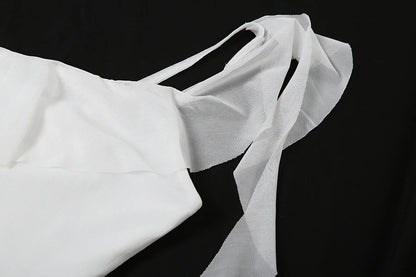 White Ruffles Long Sling Dress