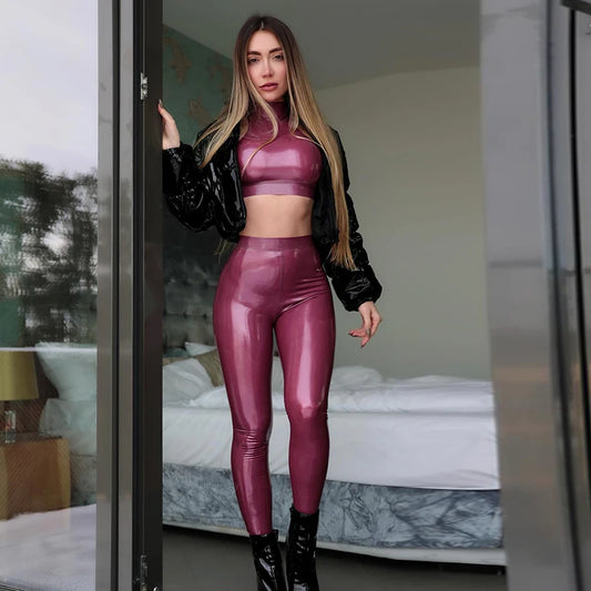 Tight Skinny Shiny Long Pencil Pant Leather Pant