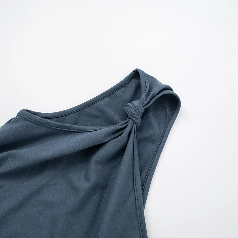 Color Slim Strapless Waist Top Vest Single Shoulder Slant Neck Knot Vest Advanced Temperament