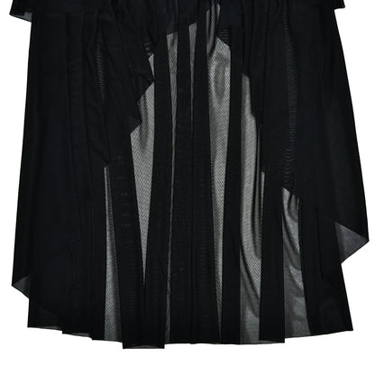 Mesh Patchwork Ruffle Edge Double Layered Bodycon Dress