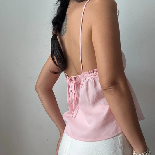 Off Shoulder V-Neck Backless Top