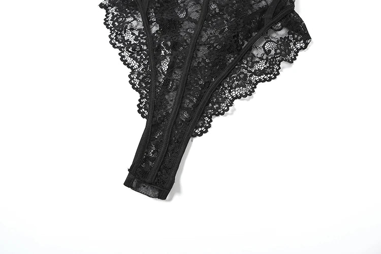 Black See Through Lace Bodysuit