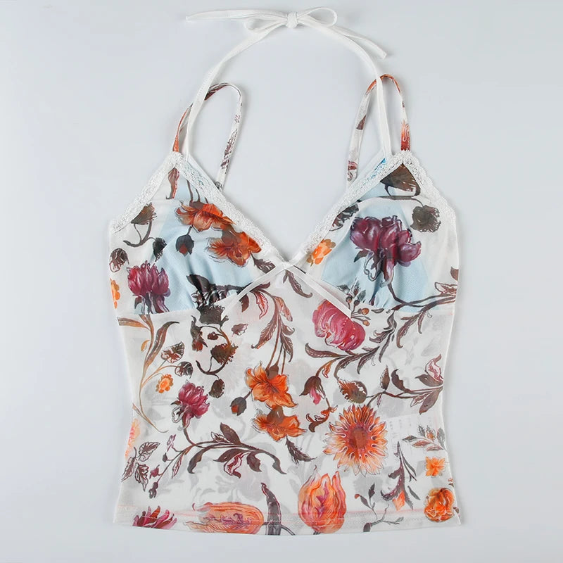 Floral Slim V-Neck Top