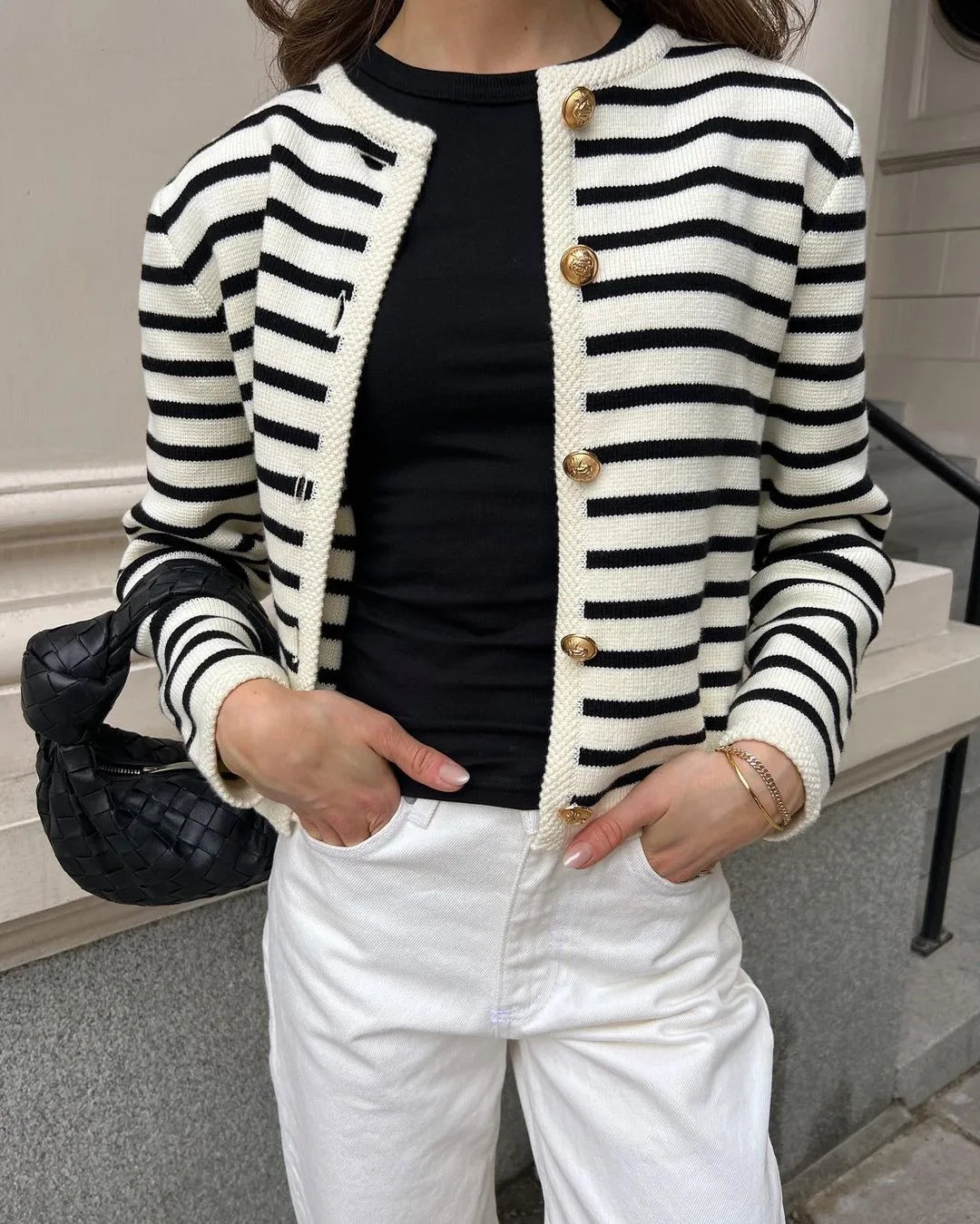 Striped Knit 2 Piece-Set Shorts Zebra ed Cardigan And High Waist Patchwork Shorts Sets Knit