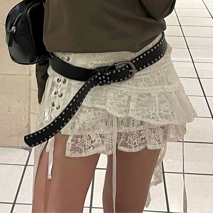 White Lace Irregular A-line Mini Skirt - Fairycore Chic
