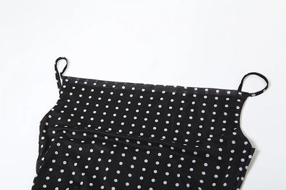 Polka Dot Backless V-Neck Dress