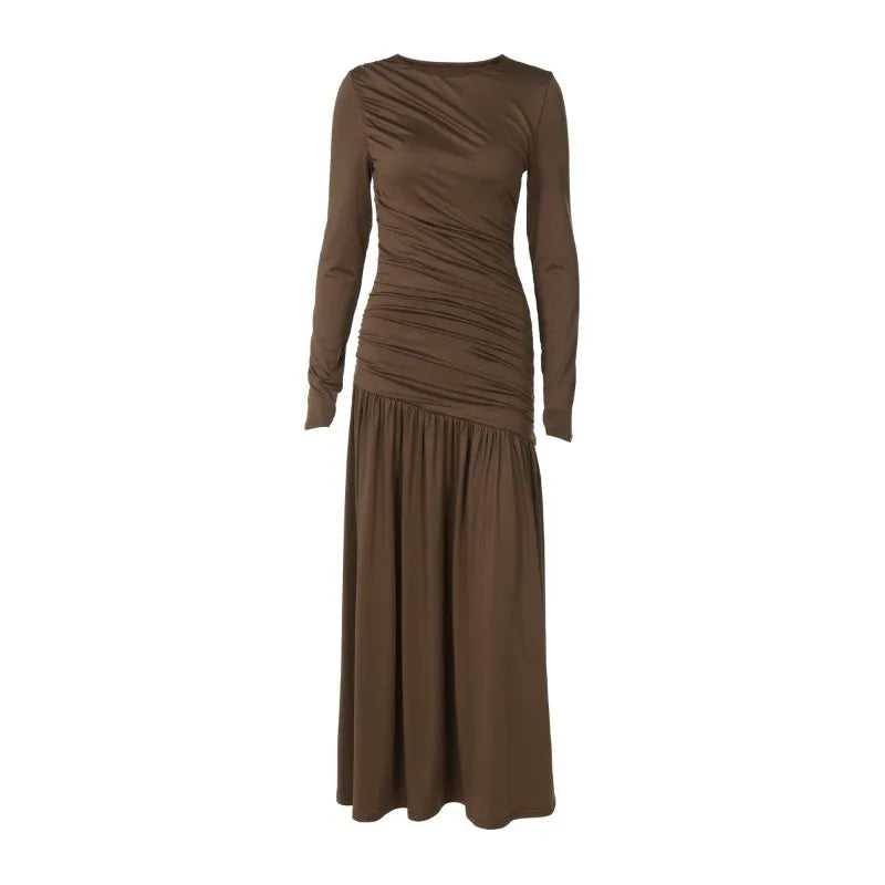 Long Sleeve Ruched Maxi Dress