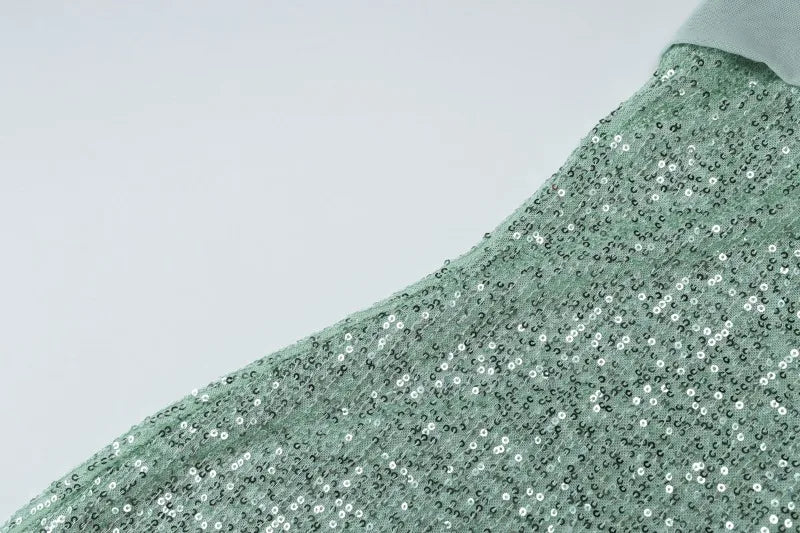 Sequined Strapless Backless Slit Maxi Dress