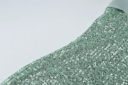 Sequined Strapless Backless Slit Maxi Dress