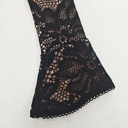 Hollow Out Long Sleeve Cocktail Dress with Stand Collar