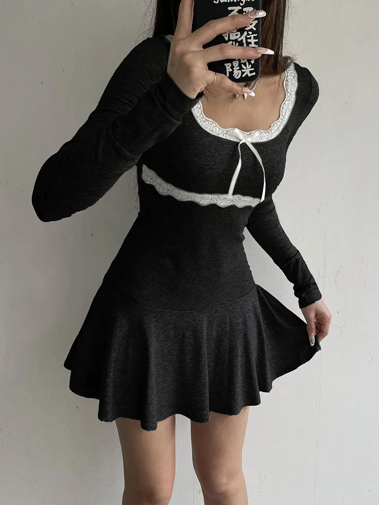 Patchwork Lace A-Line Mini Dress