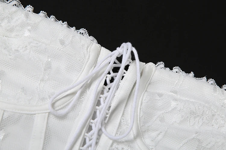 White Lace Strapless Top