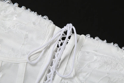 White Lace Strapless Top