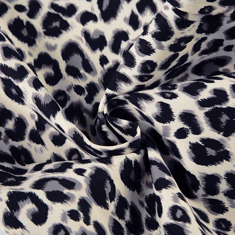 Leopard Patchwork Straight Pant Elatic Wait Trouer Baggy Bottom
