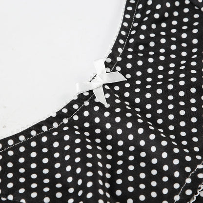 Polka Dot Bow Tie Camisole & Low Rise Shorts Set