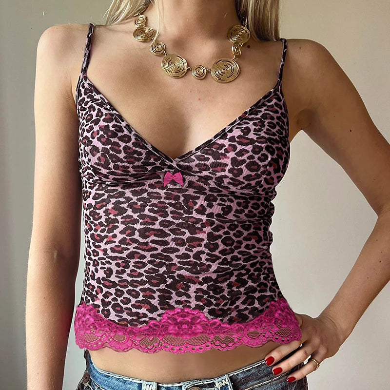 Leopard Pink Lace Top