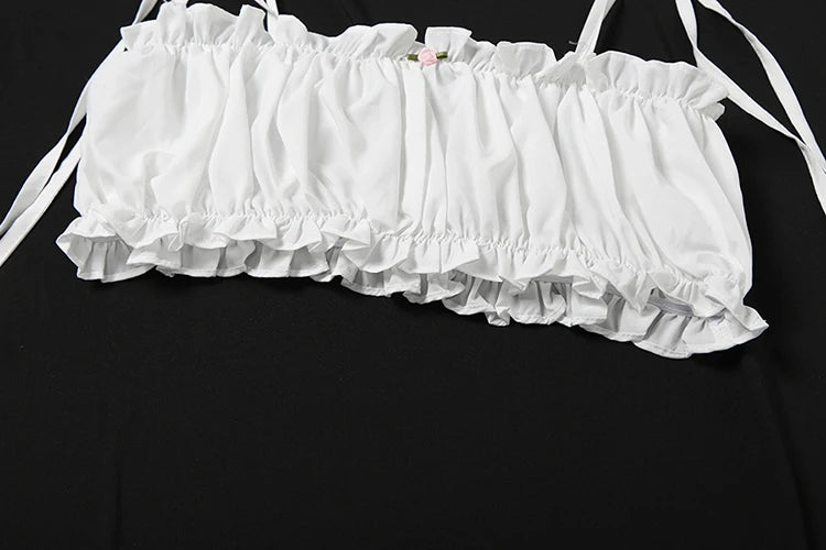 Two Piece Set Thin Ruched Ruffles Camisole Shorts Matching