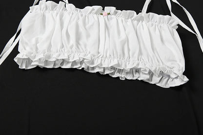 Chic Two Piece Ruched Ruffles Camisole and Shorts Set