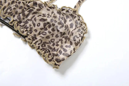 Leopard Print Mesh Two Piece Set
