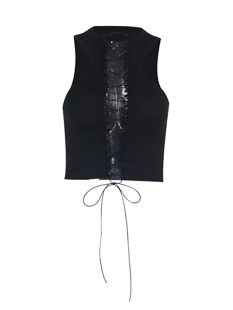 Black Hollow Out Crop Top