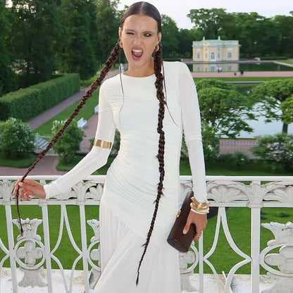 Long Sleeve Ruched Maxi Dress
