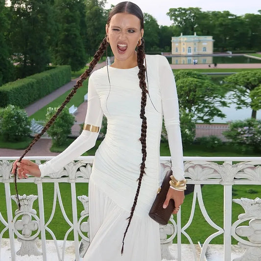 Long Sleeve Ruched Maxi Dress
