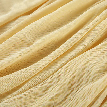 Yellow Flower Pleated Ruffles A-Line Mini Skirt
