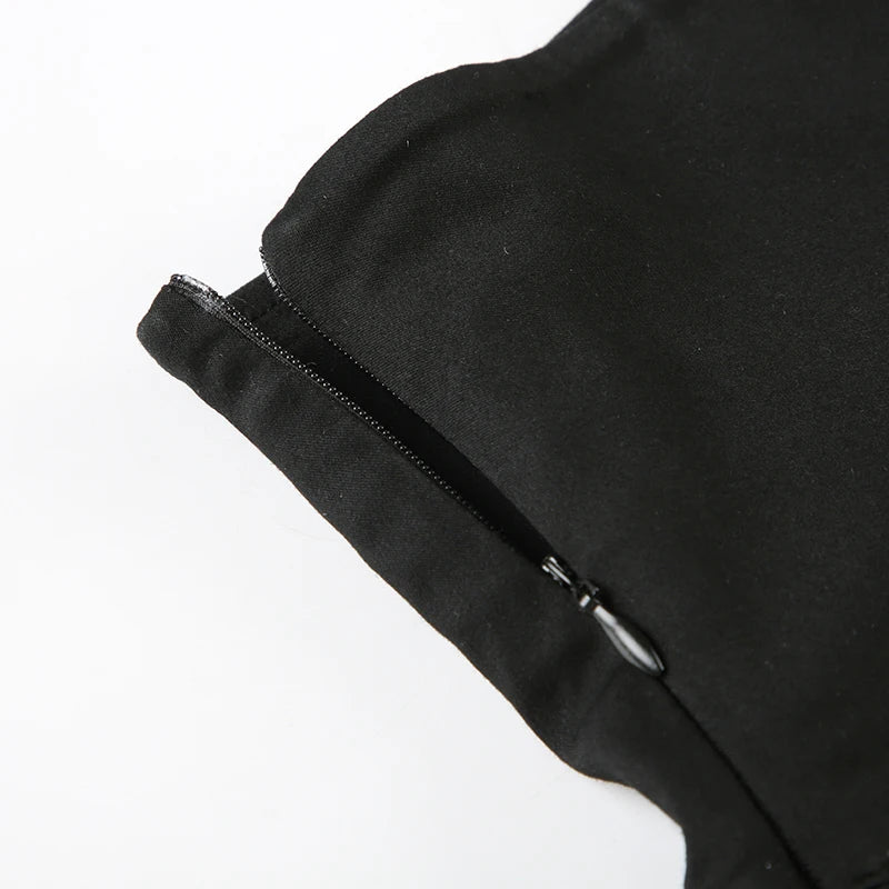 Black Low Waisted Pleated Mini Skirt