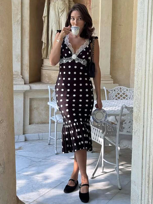 Black Backless Polka Dot Ruched Bodycon Midi Dress