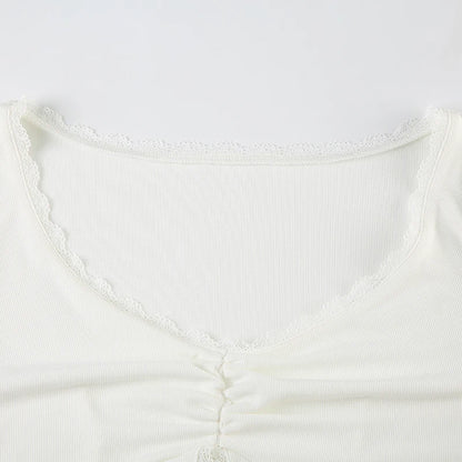 White Lace Long Sleeve Tee