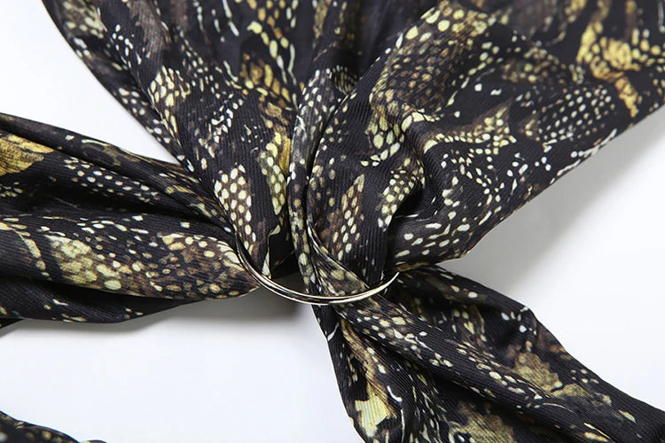Snake Halter Backless Crop Top